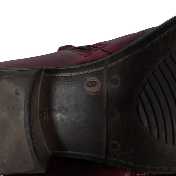 Miz Mooz Luna Ankle Boots 8 Red Leather Ruched Slouchy Relaxed Casual Chic - Picture 10 of 11